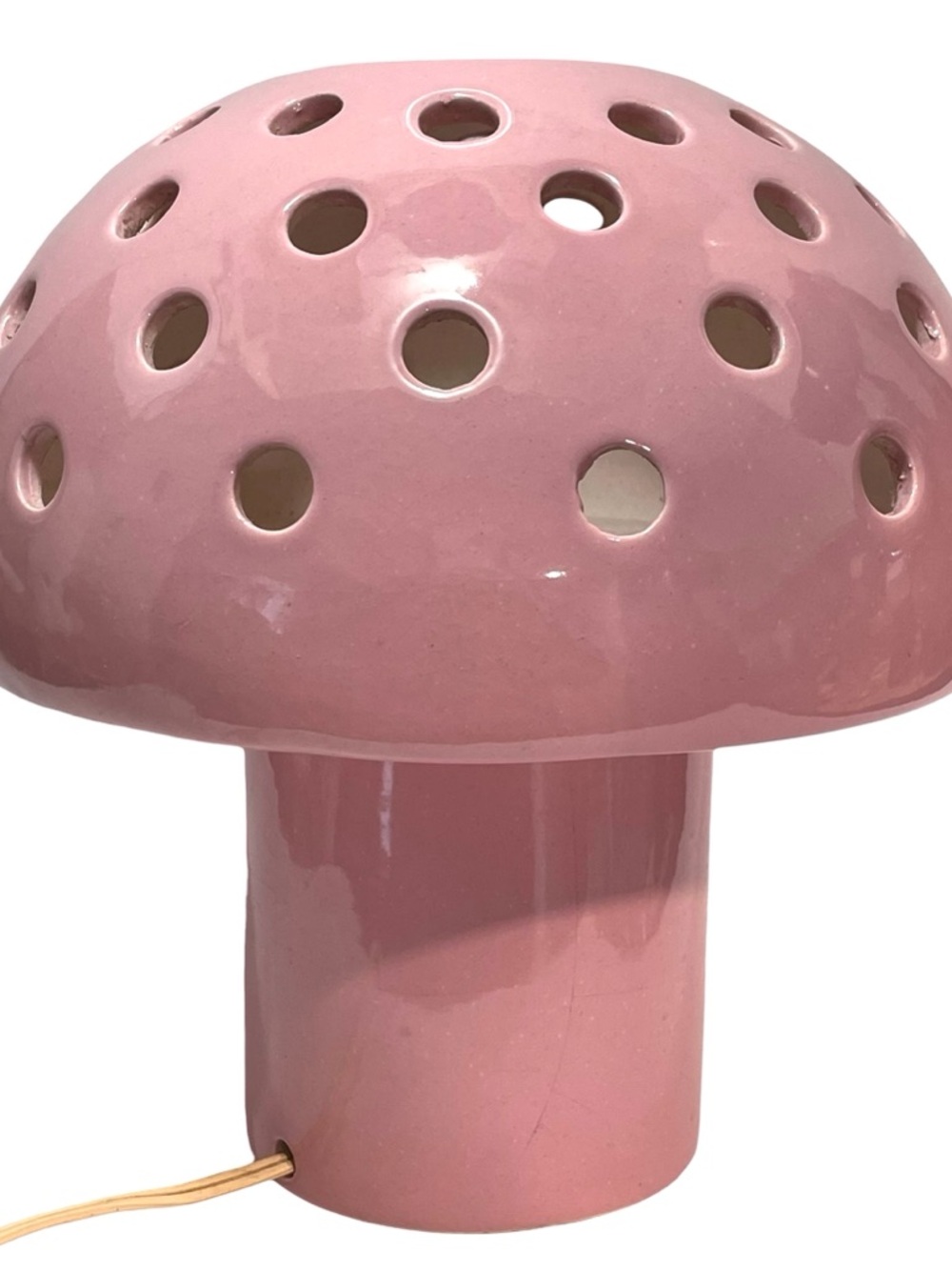 Vintage 1960s Maurice Chalvignac Pink Ceramic Mushroom Lamp - Mid-Century Modern